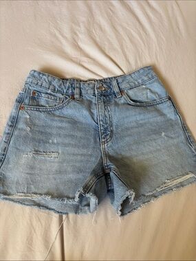 Garage Light Blue Distressed Denim Shorts
